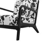 Cow Print Accent Armchair With Soft Fleece Upholstery, Modern Lounge Chair With Armrests