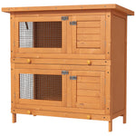 90 X 45 X 90 Cm 2 Tiers Rabbit Hutch Wooden Pet Cage W/ Run Bunny House