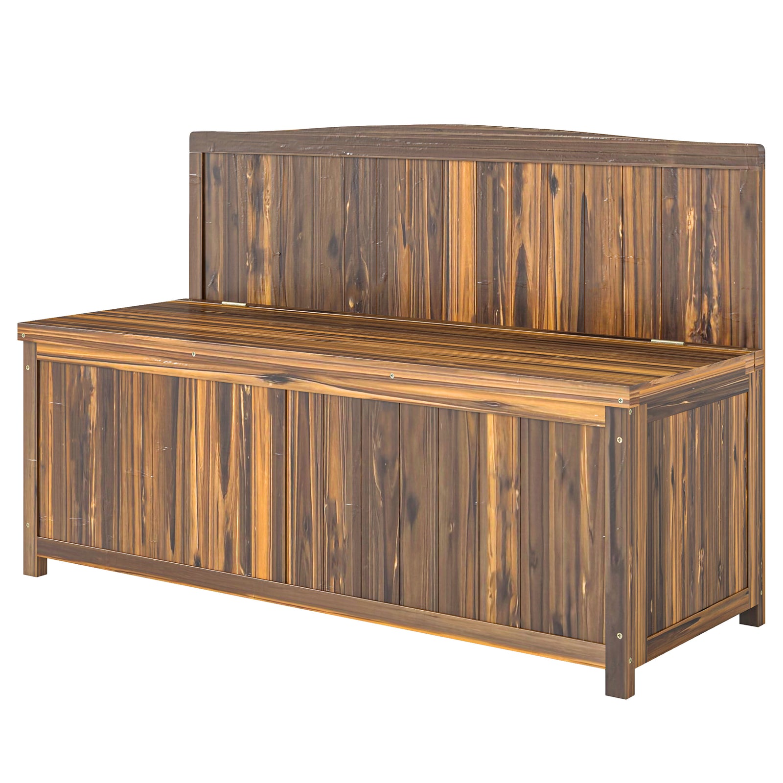 Wood Storage Bench For Patio, Outdoor Garden Seating | Brown