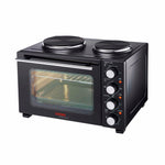28l Mini Oven Hob Cooker Grill With Electric Hob Double Hotplate Tabletop Black