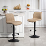 Barstools Set Of 2, Dining Stools With Backrest And Footrest | Beige