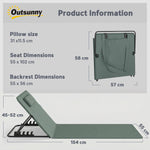 Outsunny 2 Pcs Foldable Sun Loungers, Beach Lounger With Adjustable Back