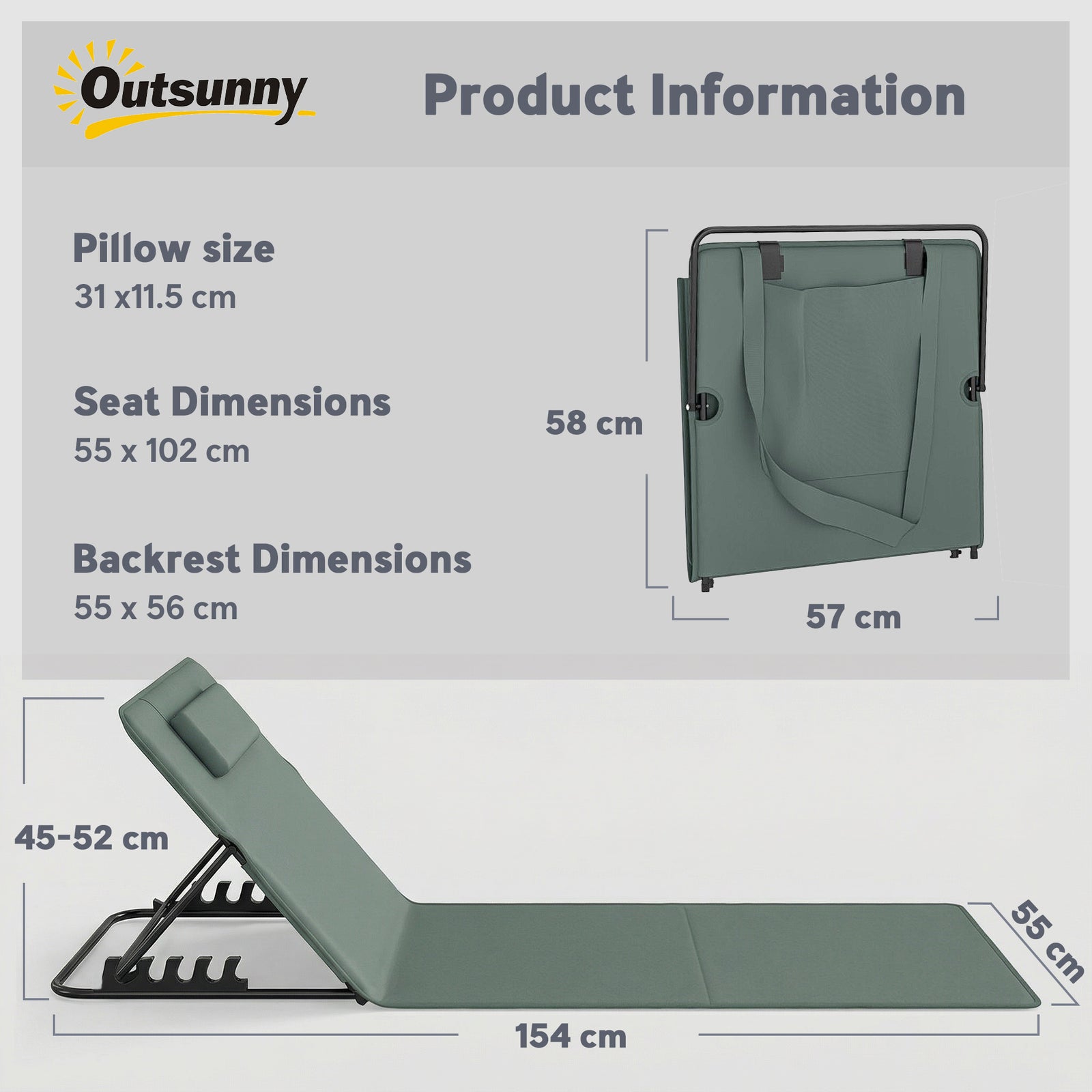 Outsunny 2 Pcs Foldable Sun Loungers, Beach Lounger With Adjustable Back