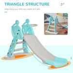 2 In 1 Kids Slide With Basketball Hoop 18 Months -4 Years Old Deer Blue