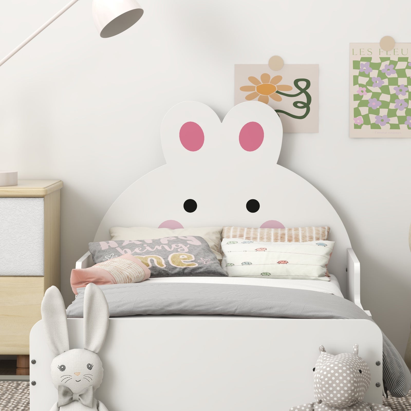 Rabbit Design Toddler Bed Frame, For Ages 3-6 Years, 143 X 74 X 75cm - White | White