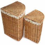 Garden Rose Cotton Lined Light Steamed Corner Laundry Baskets | Set of 2 | Pink