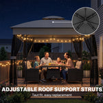 3 X 3 M Garden Gazebo With Shelves, Upf50+ Permanent Gazebo | Grey