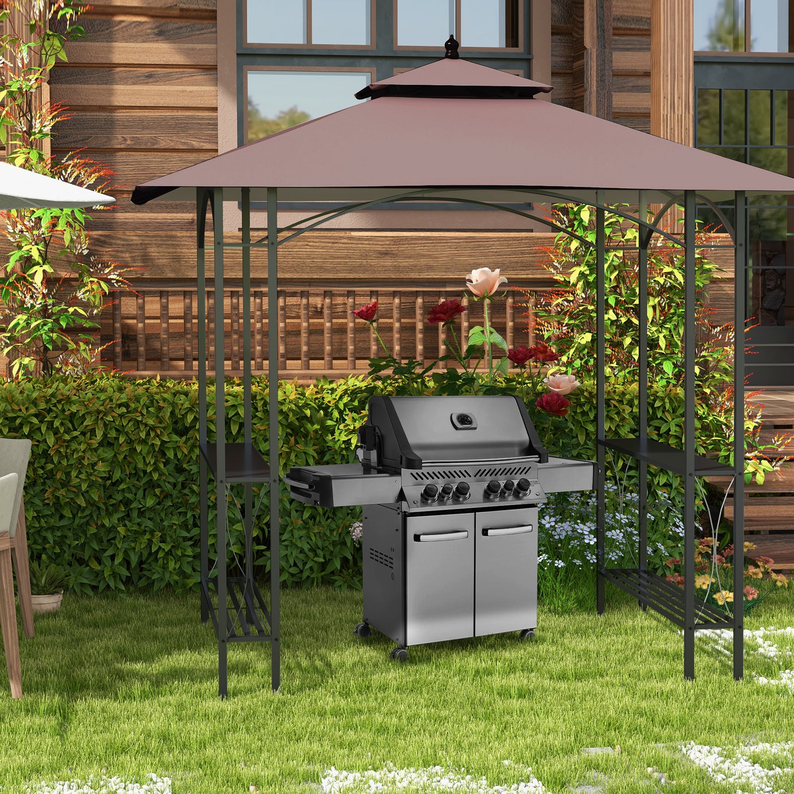 Outsunny 2.5x1.5m Bbq Tent Canopy Patio Outdoor Gazebo Sun Shelter