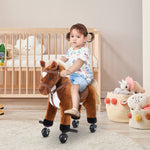 Rocking Horse Ride On Rocker Children Plush Toy Wooden Horse Sound | Brown