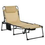 Folding Sun Lounge W/ Reading Hole | Beige