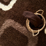 Geometric Thick Shaggy Fluffy Deep Pile Living Room Runner | 60cm x 230cm | Brown