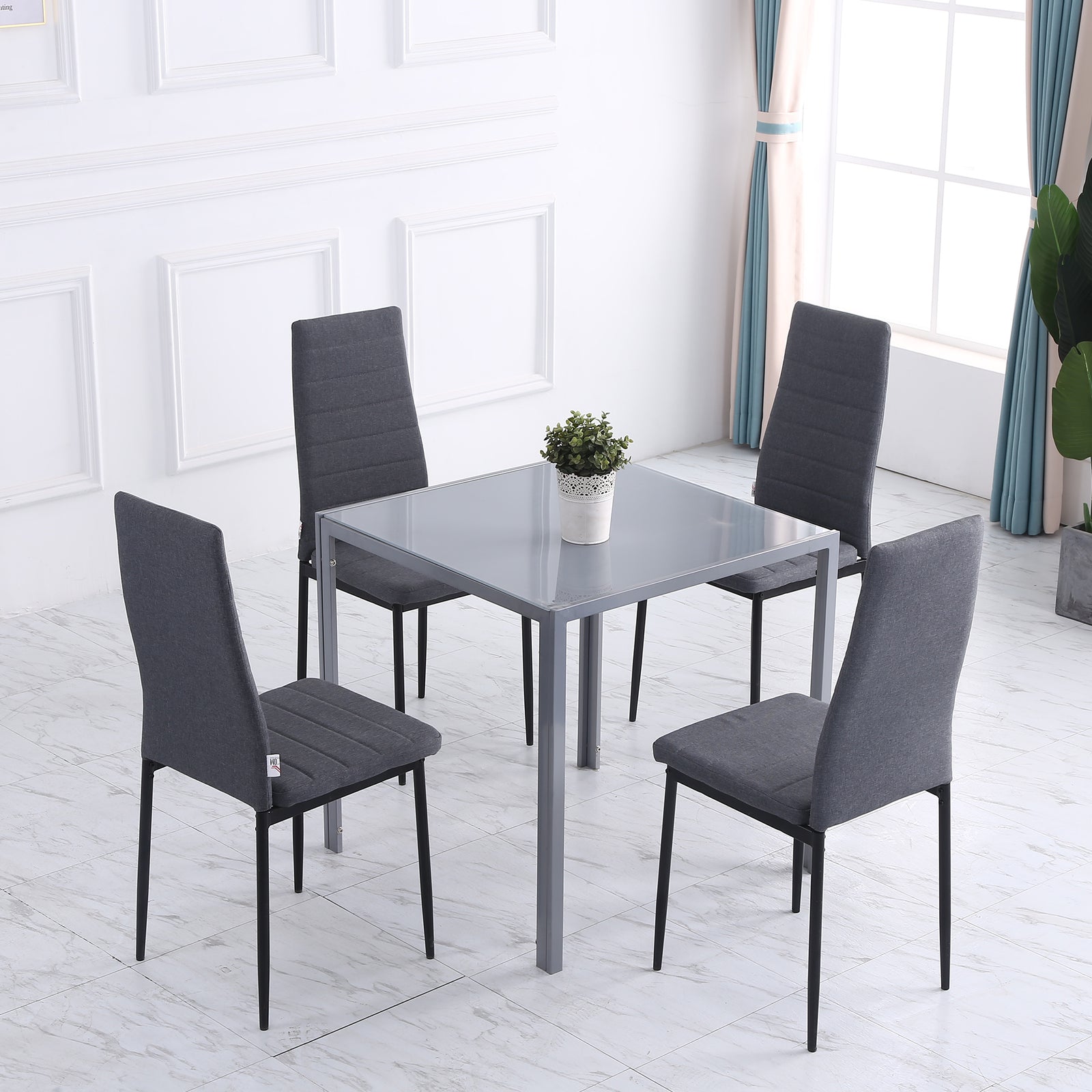 High Back Linen Dining Chairs, Accent