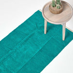 Plain Chenille 100% Cotton  Rug With Natural Trim | 200cm | Teal Green