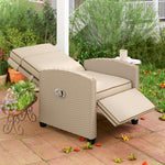 Rattan Recliner Chair, Adjustable Backrest | White