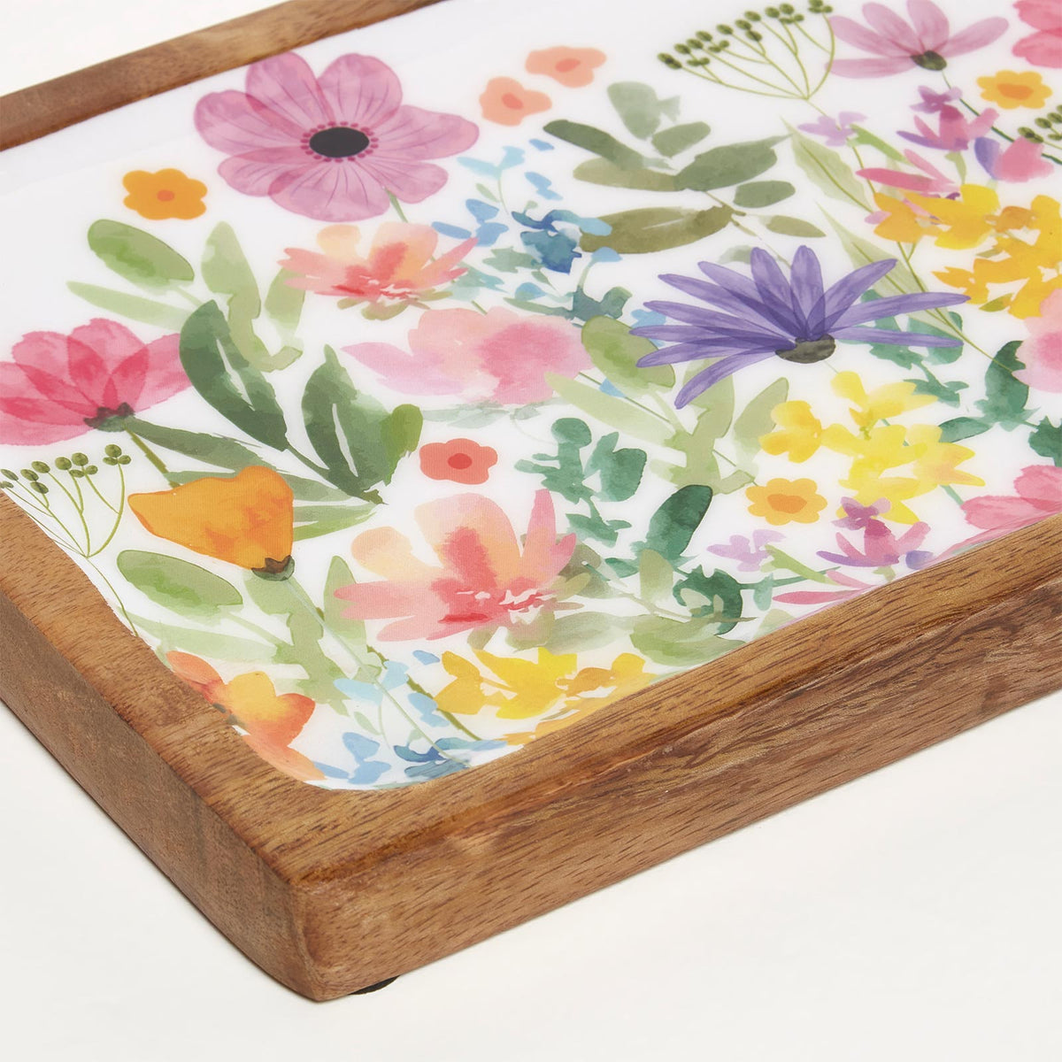 HOMESCAPES Spring Time Enamel Tray, 19 X 40cm