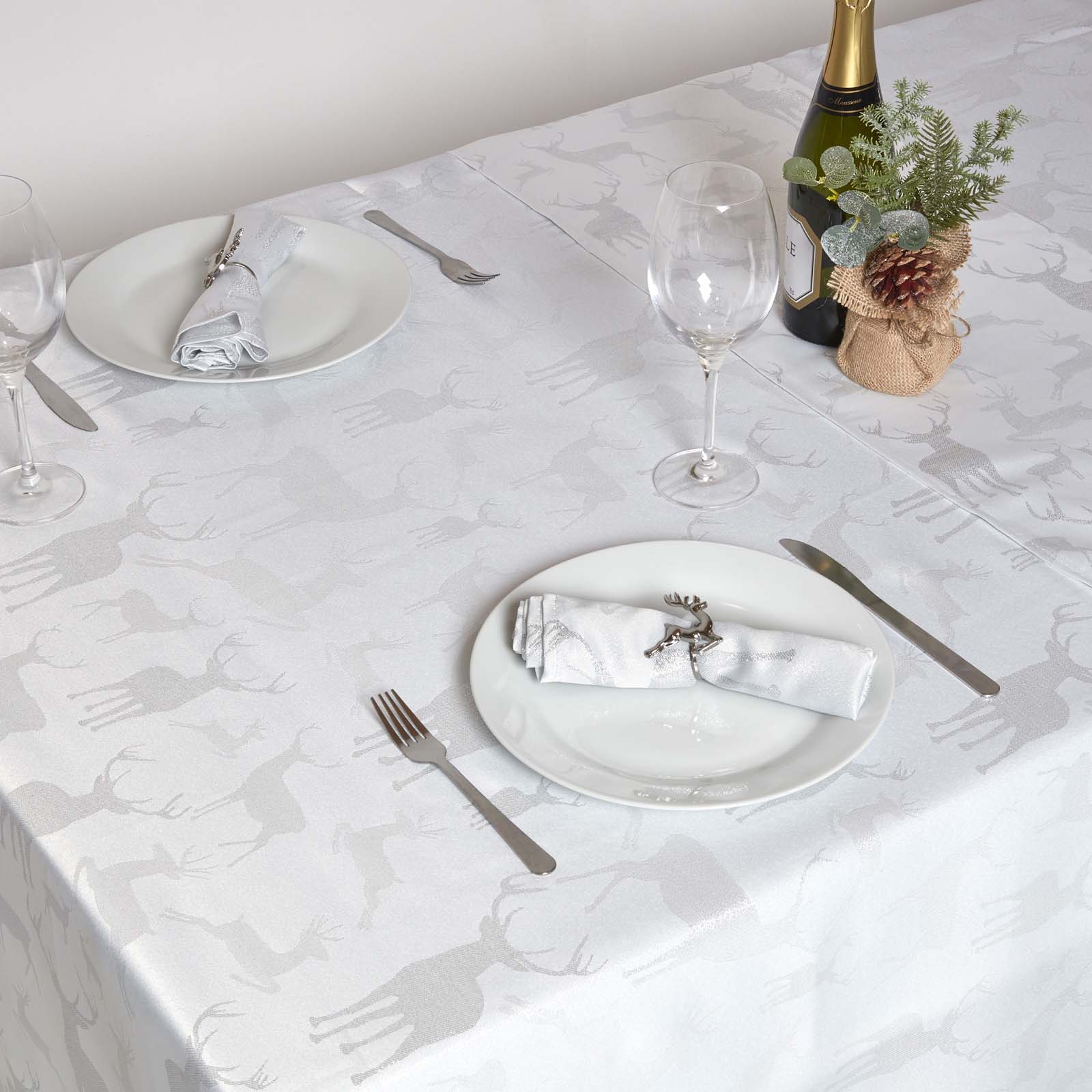 Stag Christmas Table Runner | Silver
