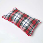 Tartan Check Cotton Cushion Cover | 30cm x 50cm | Red & White