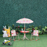 Kids Folding Picnic Table Chair Set Butterfly Pattern Outdoor Parasol