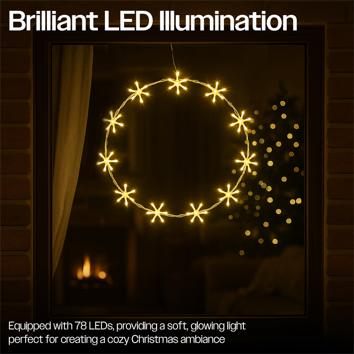 Xmas Haus 44cm 78warm White Led Metal Ring 3m Lead Outdoor