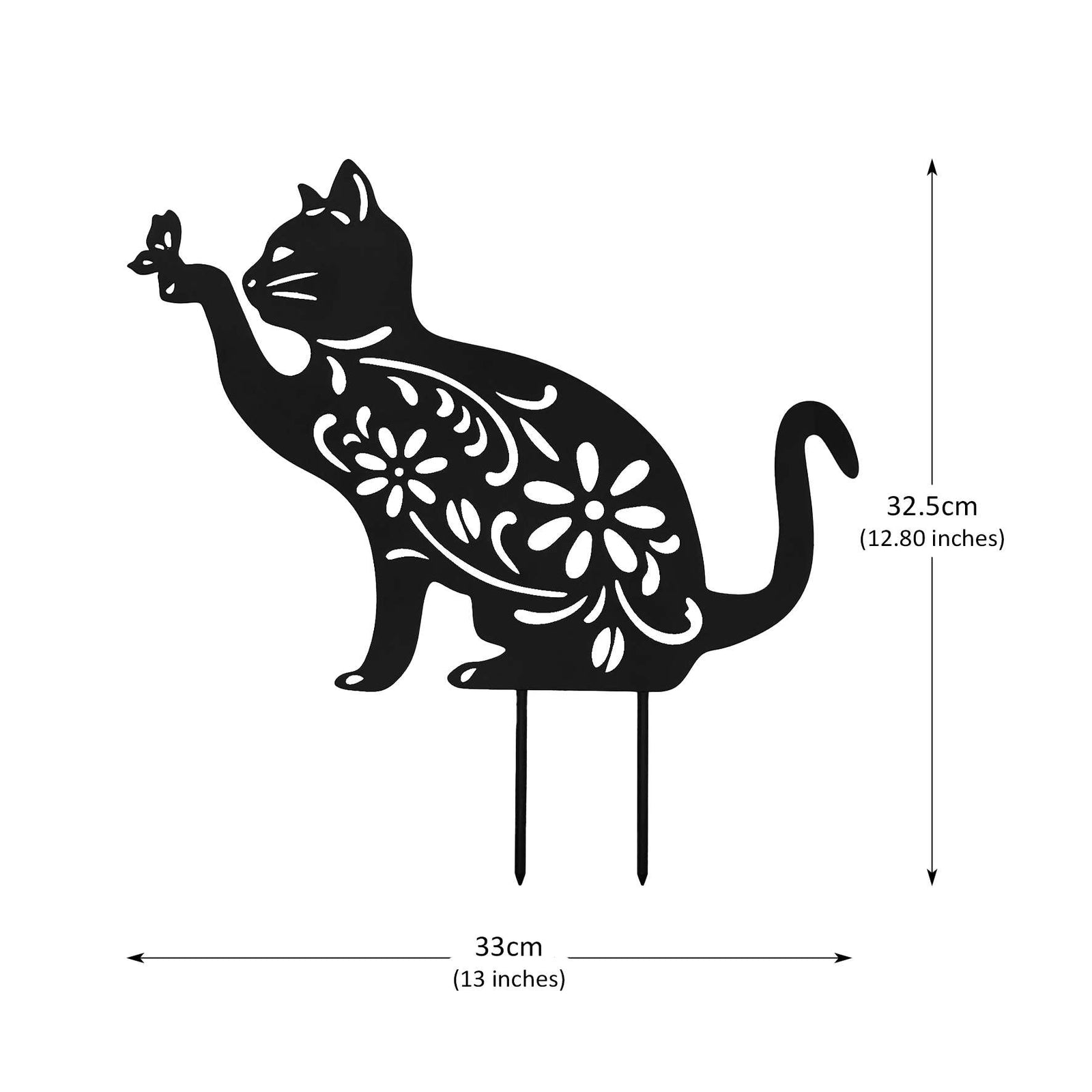Metal Cat Silhouette Garden Ornament Outdoor Garden Decor