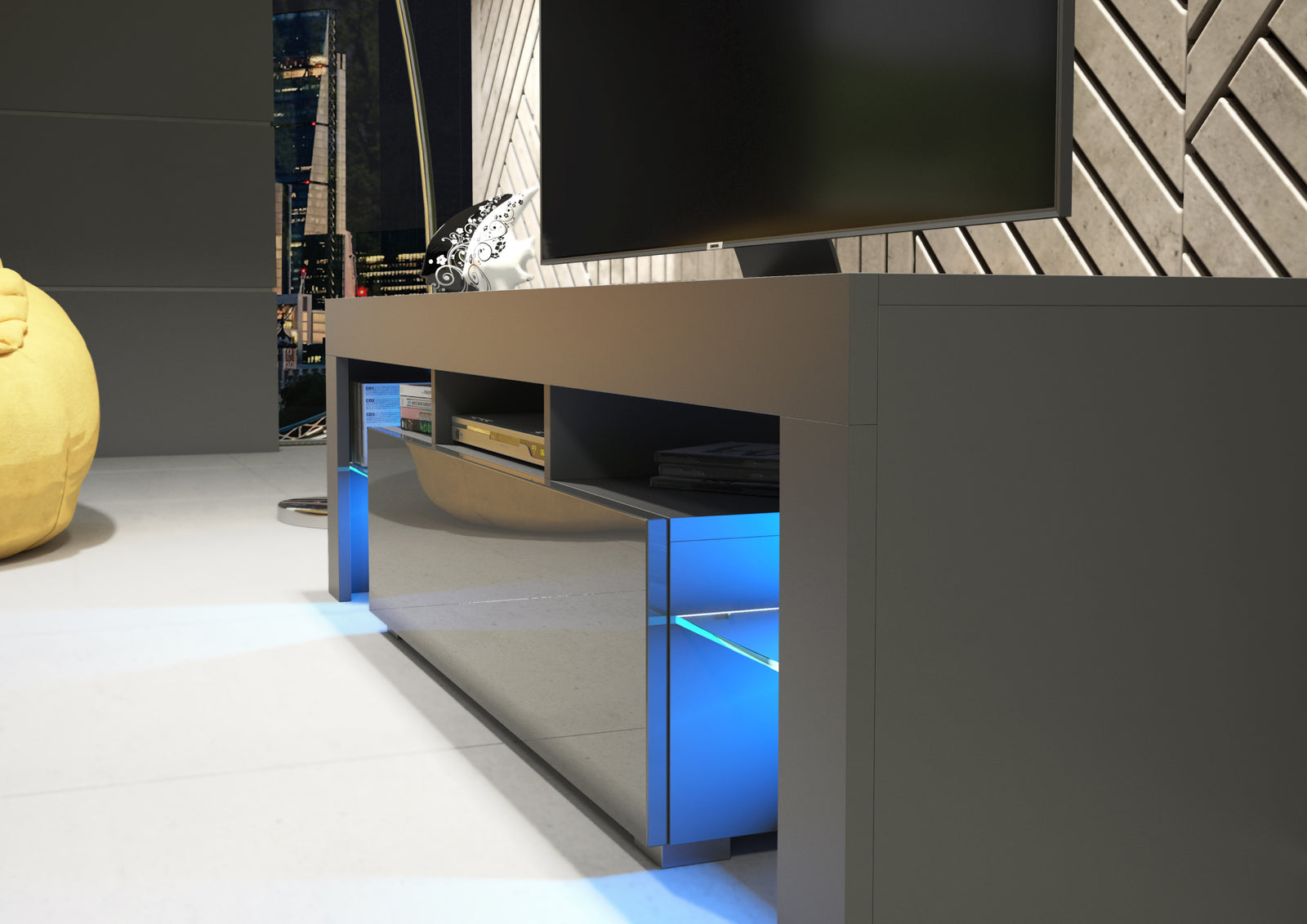 Aria Tv Unit 160cm With Led Lights | Dark Grey