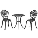 3 Piece Cast Aluminium Bistro Set W/parasol Hole For Balcony
