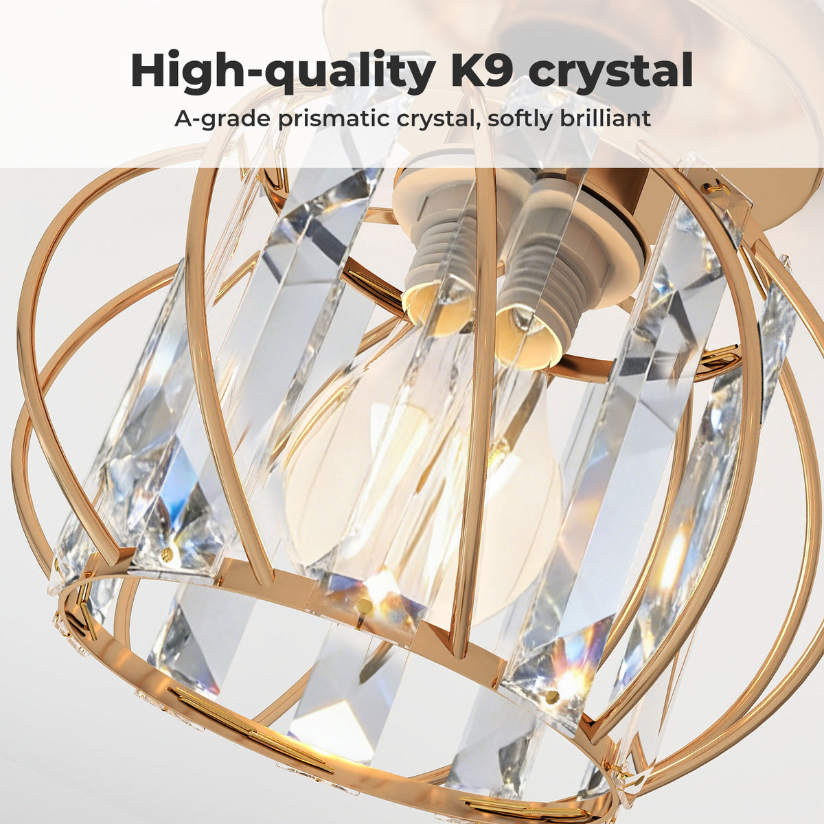Emitto Crystal Ceiling Light Semi Flush Mount Chandelier Modern Hallway