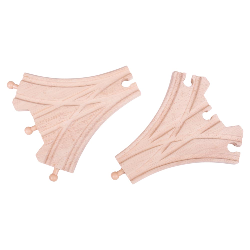 2 Three Way Point Track Pieces for Wooden Train Sets