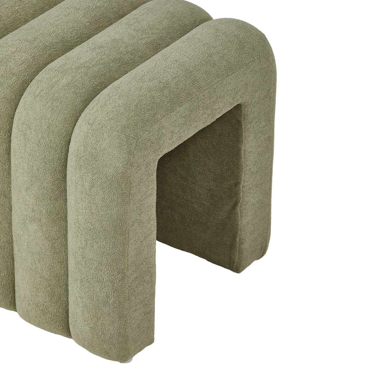 Modern U-shaped Upholstered Footstool | One Size | Green