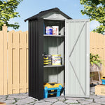 Metal Garden Storage Cabinet 2.7×1.9 Ft Apex Roof Shed With Adjustable 2 Shelves &  Lockable Doors