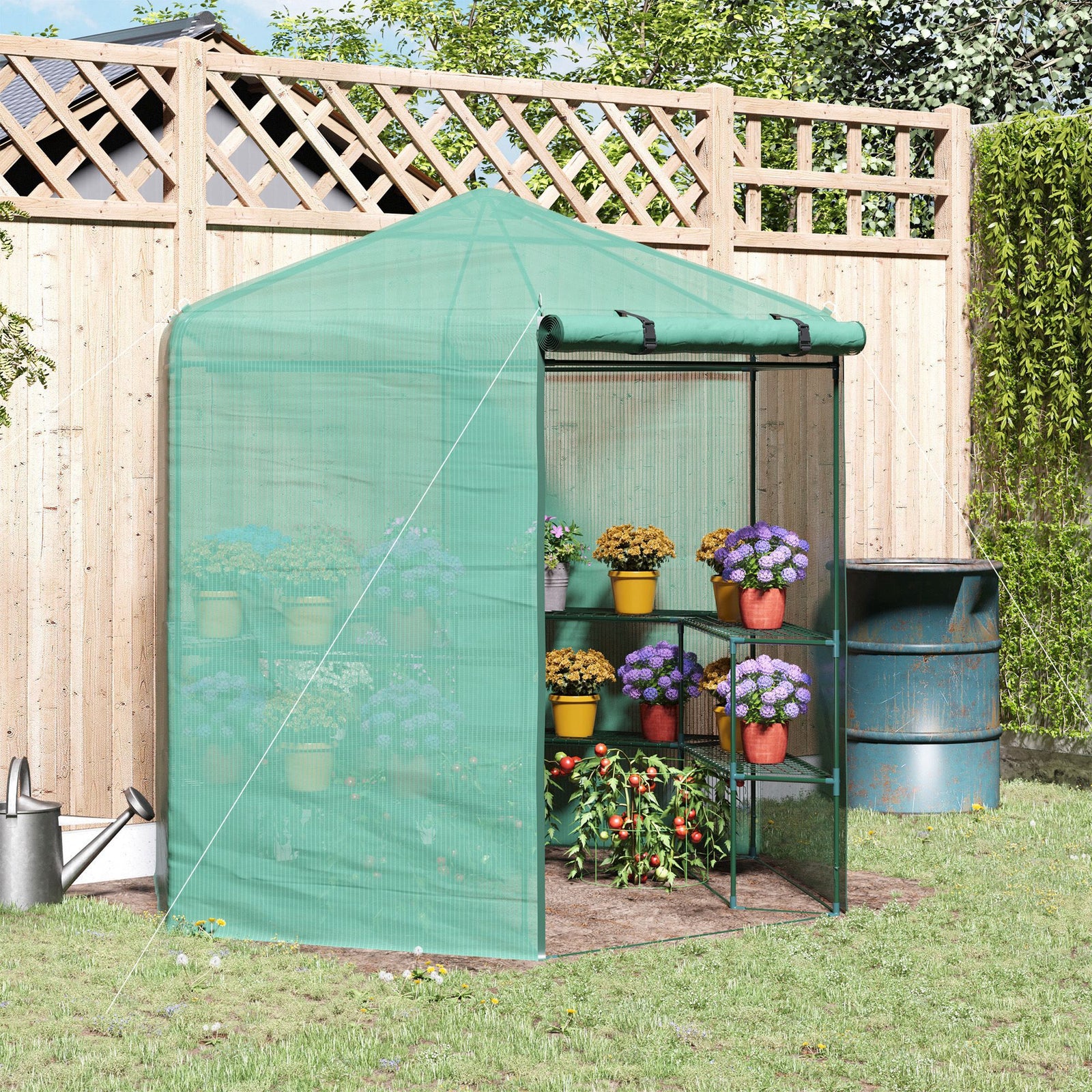 Hexagon Walk-in Greenhouse With Zipper Door