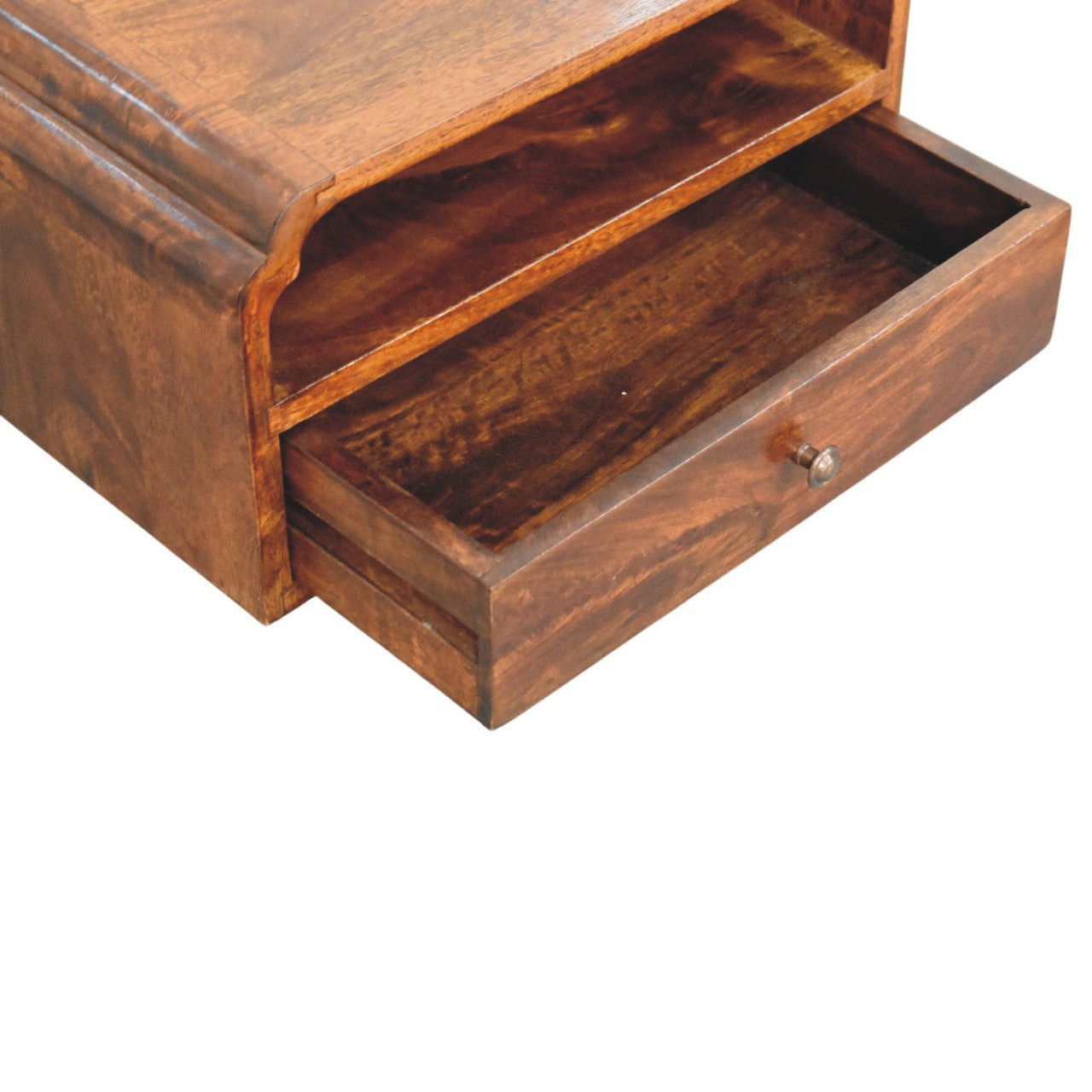 Avora Wall-mounted Bedside – Solid Wood, Chestnut Finish