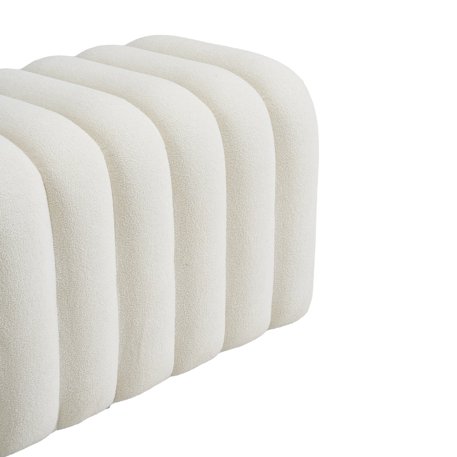 Modern U-shaped Upholstered Footstool Accent Stool | White