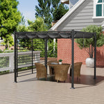 3x 2.8m Metal Outdoor Pergola With Retractable Roof & Pa-coated Polyester,outdoor Gazebo Canopy Shelter With Grommet Holes For Garden