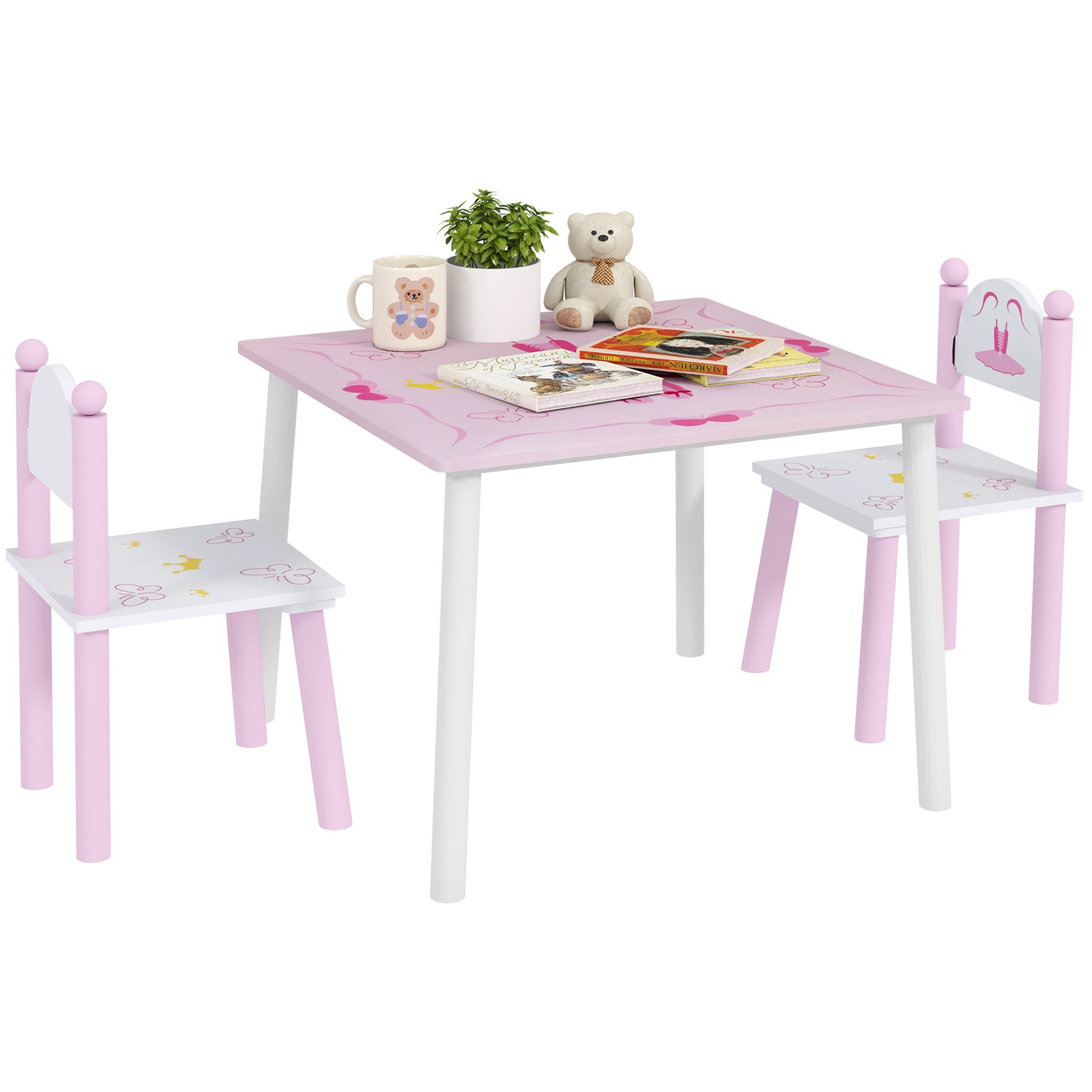 Aiyaplay Princess Design Toddler Table And 2 Chairs Set, For Playroom