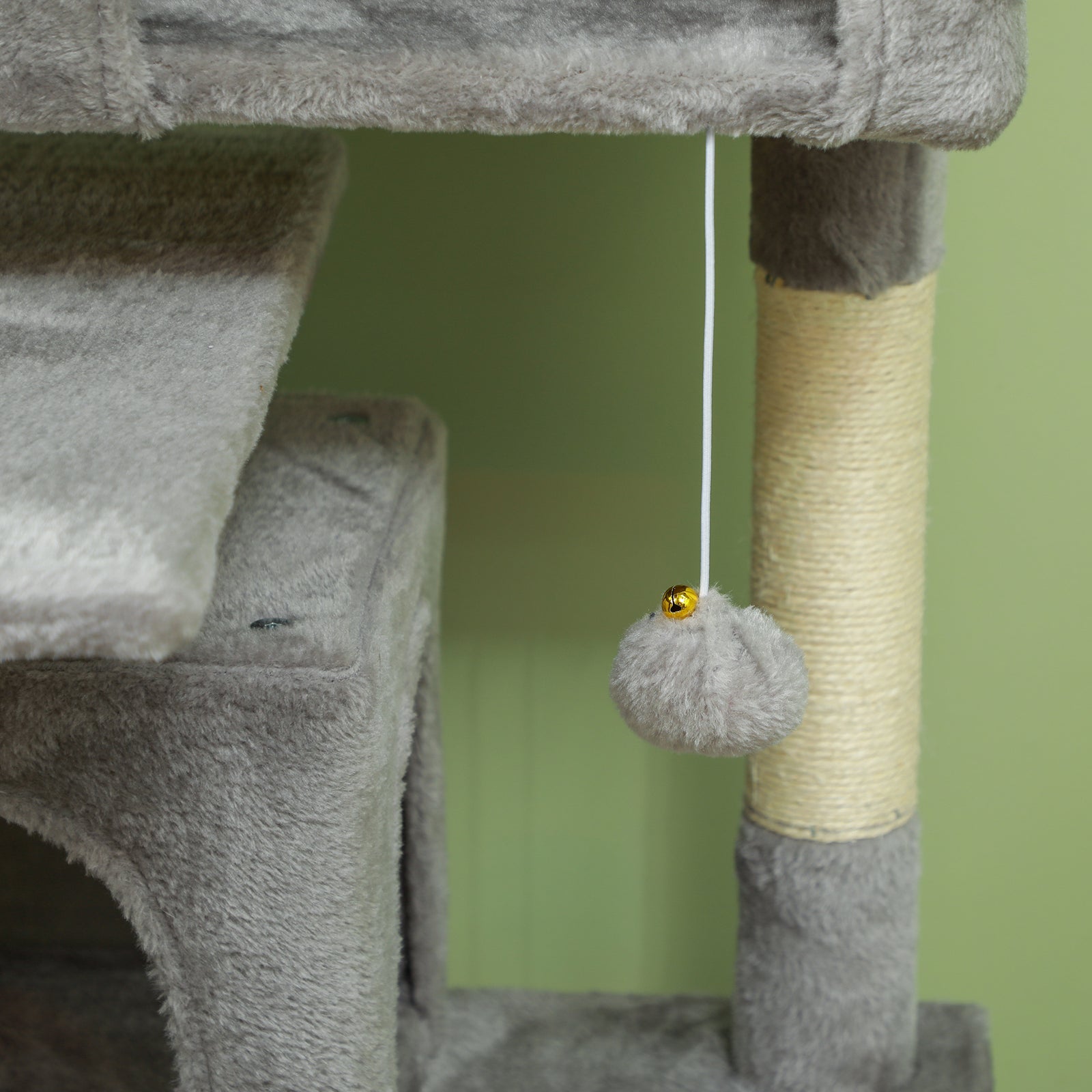 138cm Cat Tree With Scratching Posts And Pad, Bed, Condos, Light Grey
