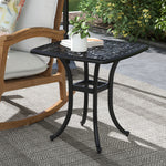 53cm Outdoor Square Side Table, Cast Aluminum - Black