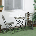 3 Pcs Folding Rattan Wicker Bistro Set, Coffee Table Set | Gray