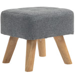 Modern Footstool, Fabric Foot Rest With Rubber Wood Legs