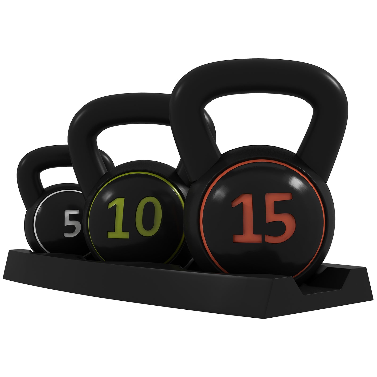 Three-piece Kettlebell Set With Storage Tray | Black
