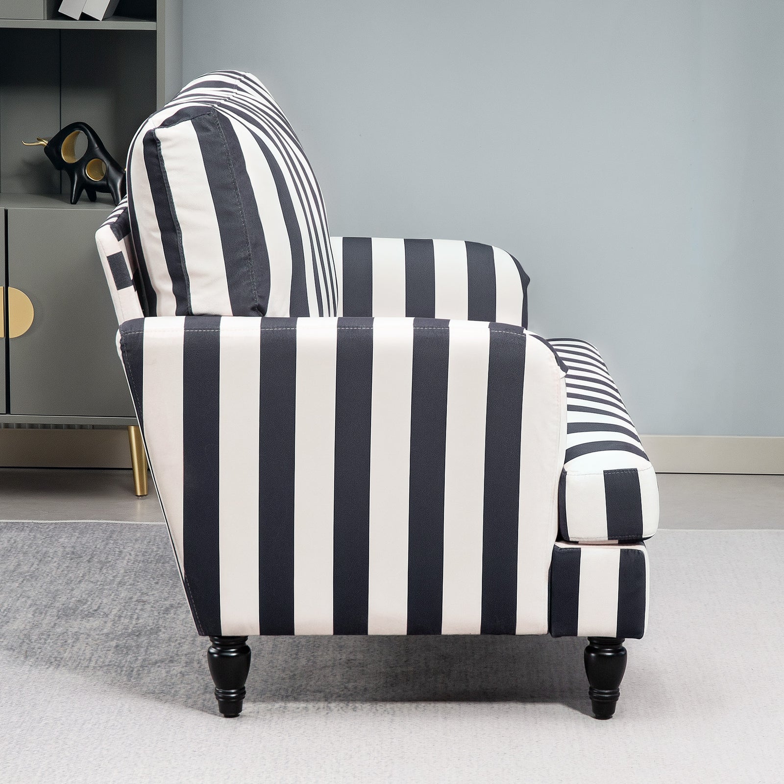 Cuddle Chair With Stripe, Armchair For Living Room | Black