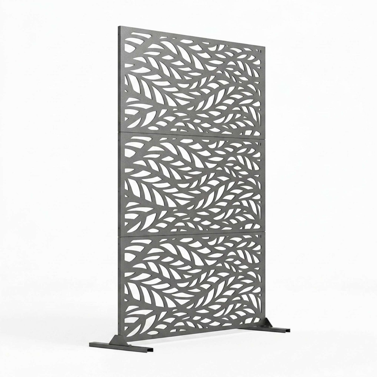 Indoor Outdoor Metal Privacy Screen - Leaf Pattern | Anthracite Grey