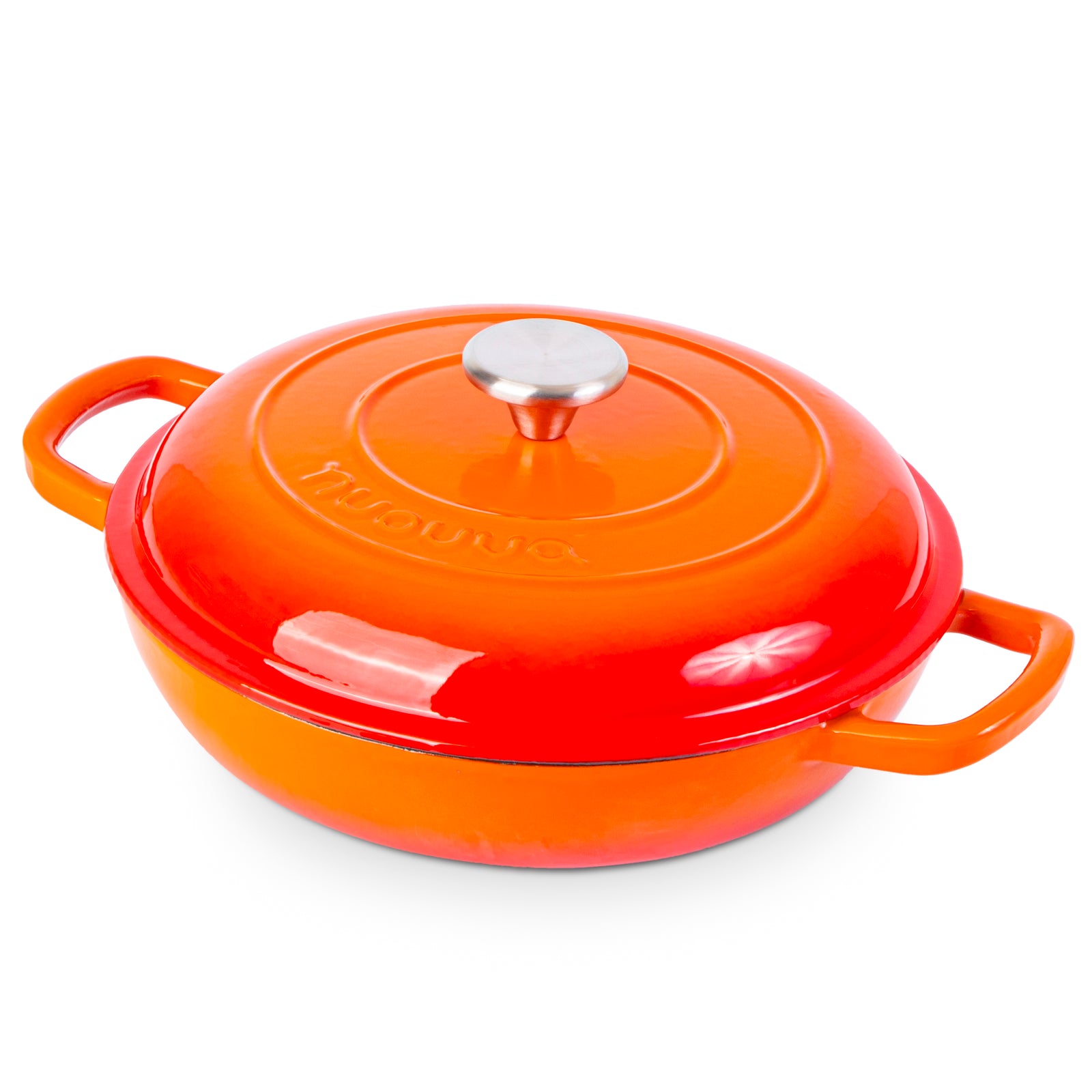 Shallow Cast Iron Casserole With Lid - 2.3-quart (26 Cm) | Orange