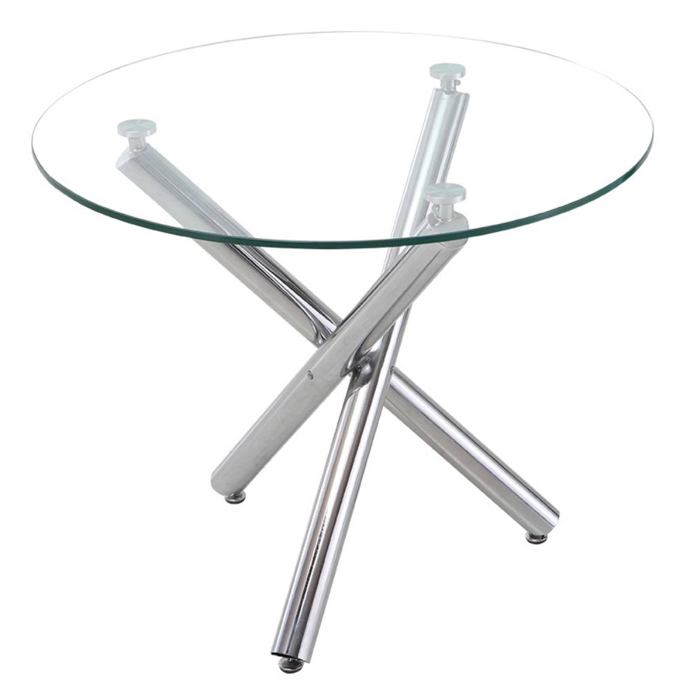 88cm Dia X 75cm H Tempered Glass Crossover Round Dining Table | Large