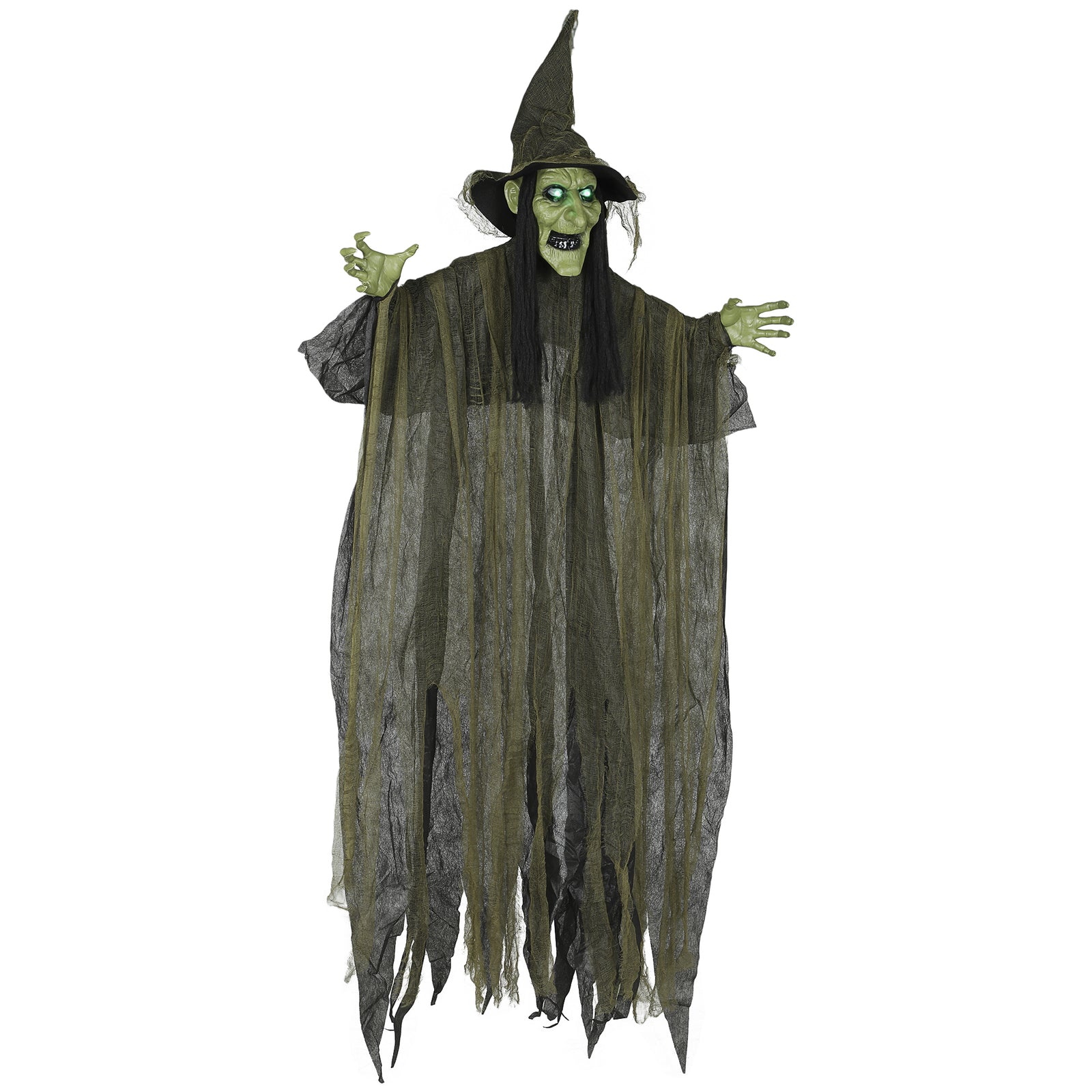 Voice Activated Halloween Animatronics Hanging Witch | Green