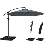 3(m) Banana Parasol Cantilever Umbrella Garden W/ Base Weights | Dark Grey