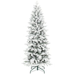 Pencil Christmas Tree With Snow, Realistic Tips, Easy Assembly | 6ft | Green