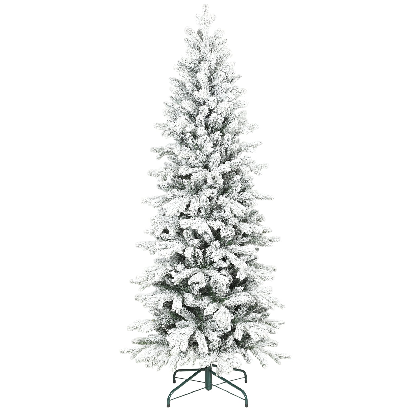 Pencil Christmas Tree With Snow, Realistic Tips, Easy Assembly | 6ft | Green