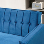 Convertible Sofa Futon Velvet Touch Tufted Couch Sofa Bed | One Size | Blue