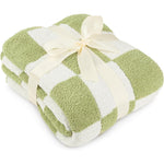Dyzi Checkered Throw Blanket Soft Cozy 200x230cm Sage Green